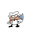 Pizzelle's old uppercut animation, where she wields a knife and a fork.