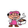 A sprite of Rosette holding a box of donuts.