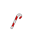 Sprite of the candy cane, glowing to indicate it can be picked up.