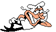 A sprite of Pizzelle laying down while looking at the screen. Posted by Fishibi.