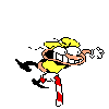 Pizzelle landing when pogo bouncing with her candy cane stick. it appears to be a placeholder as its just her normal pogo fall sprite except for the fact it gets squished to indicate the landing.