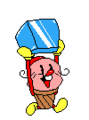 Pizzelle presumably walking while holding an ice cube with the Coneboy transformation