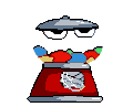 The gumball machine spitting out a gumball.
