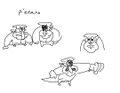 Another joke drawing by Dylan about how pizzanos old sprites had him look like a gorilla.