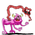 A sprite depicting Pizzelle and Pizzano fused together as some kind of unholy cotton demon creature.
