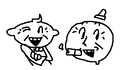 A sketch of Ice Pop and Lemonhead together, both having very similar faces.
