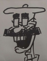 A drawing of Mr. Smells on a government notice envelope.