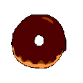 A donut with chocolate glaze.